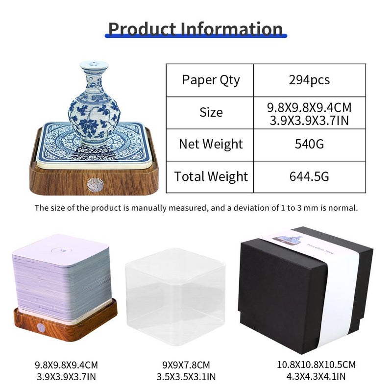 Time Piece Calendar 2026,3D Blue and White Porcelain Memo Pad with LED Light,2026 3D Calendar DIY Paper Carving Art Desktop Decoration Gift for Christmas Birthday - Image 4